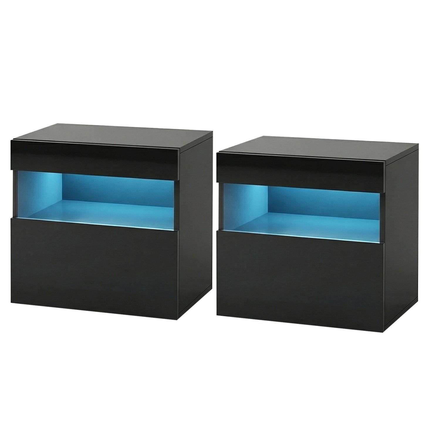 2x Bedside Table LED - HERES Black