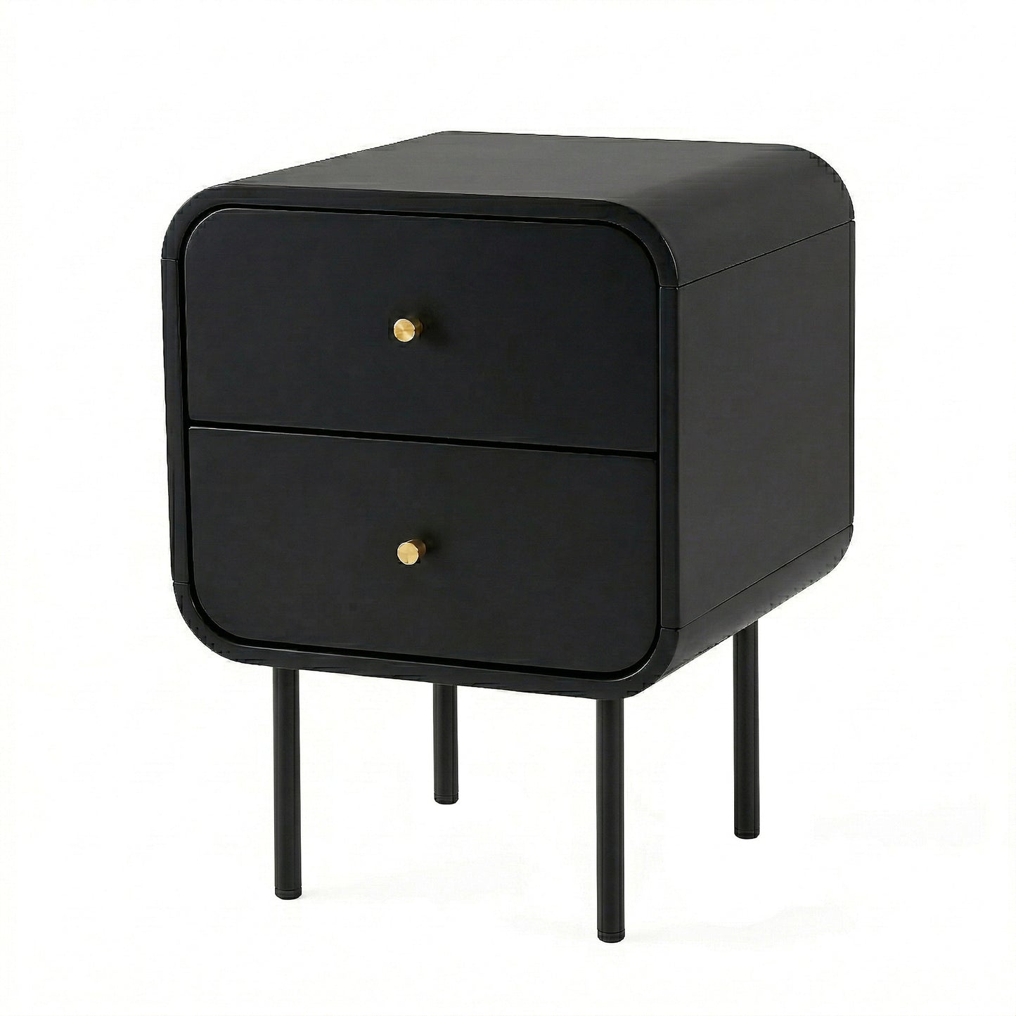 Bedside Table 2 Drawers Side End Table Nightstand Black