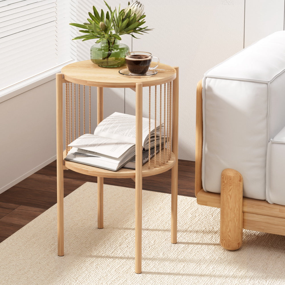 Coffee Table 2-Tier Round Wood