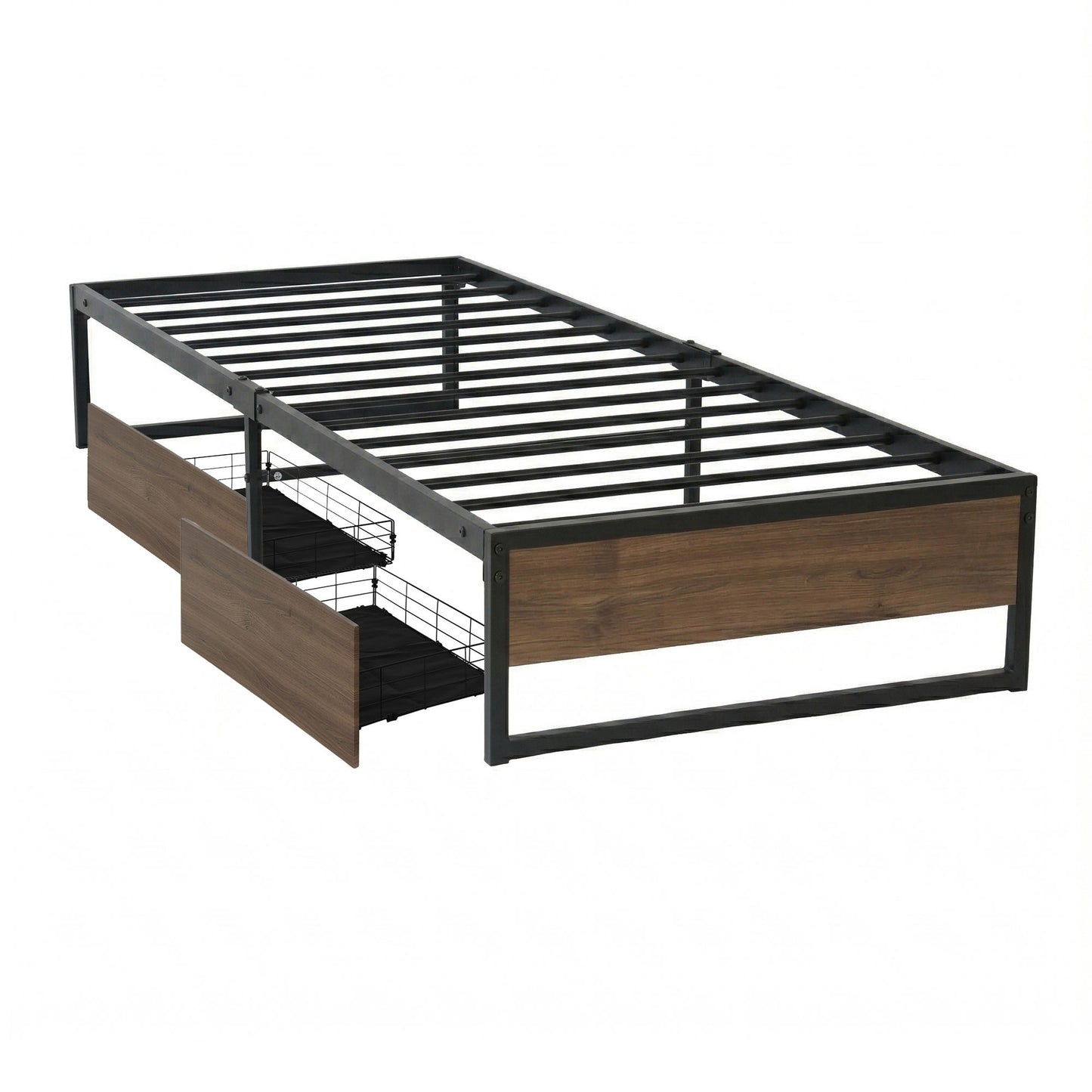 Bed Frame Metal Frame Single Bed Base 2 Drawers OSLO