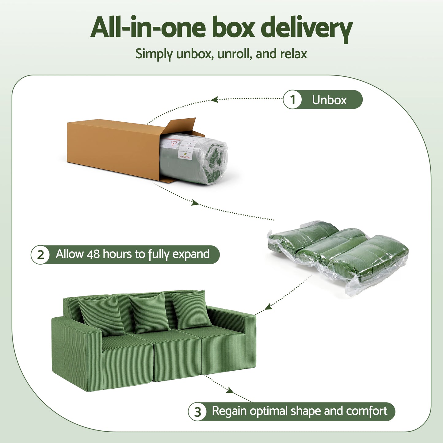 Modular 3-Seater Sofa Bed Convertible Sectional Floor Couch with Deep Seat