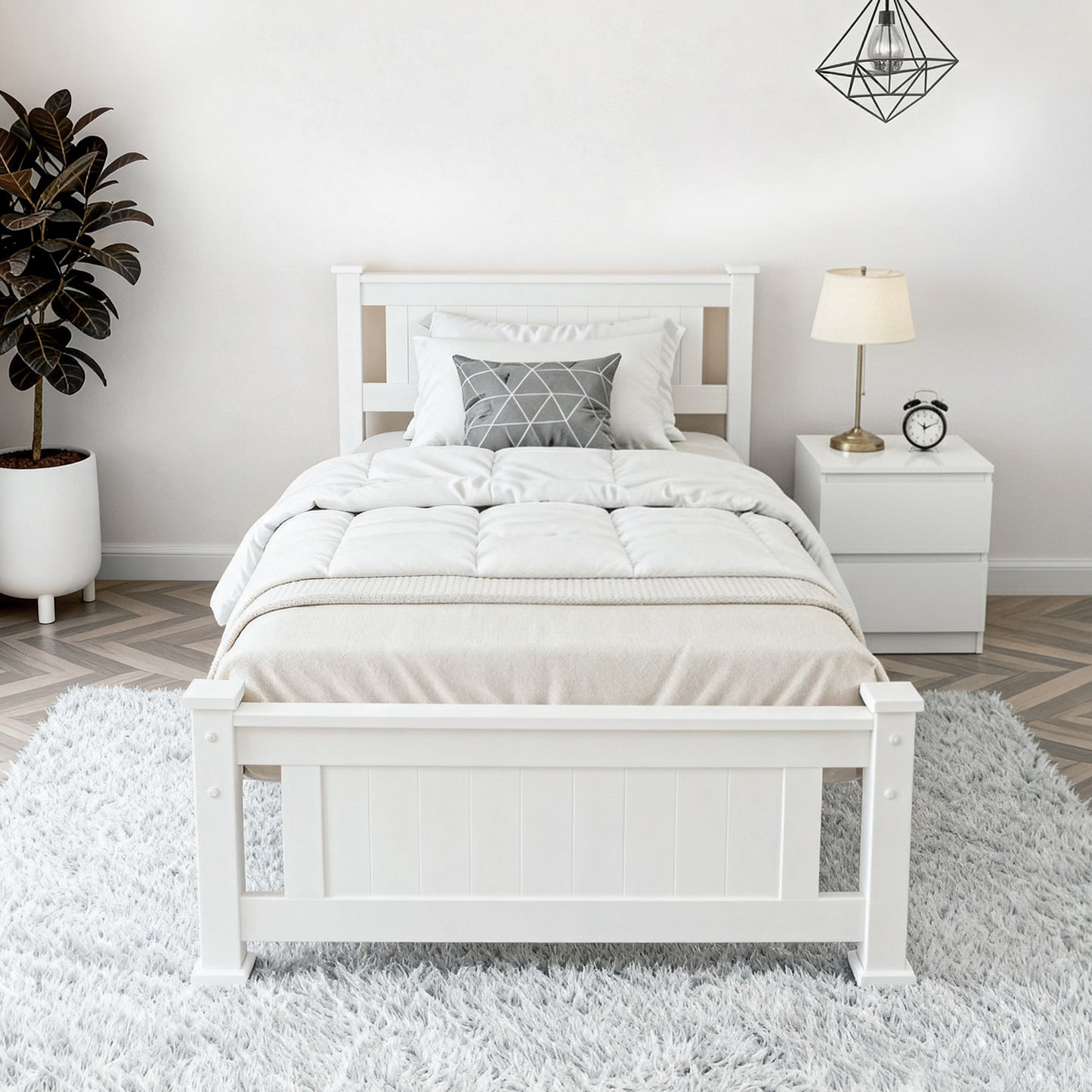 King Single Bed Frame and Bedside Table