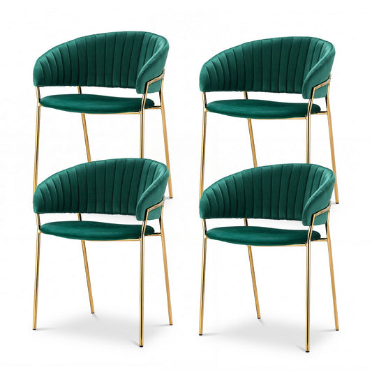 Chairs Set of 4 Velvet Hollow Armchair Green