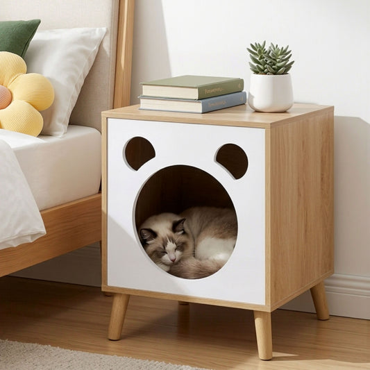 Cat Nest Bedside Table Solid Wood