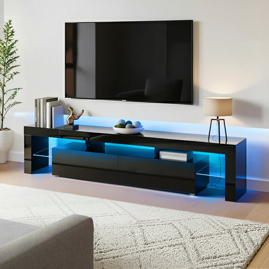 Entertainment Unit TV Cabinet LED 189cm Black Elo